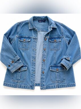 Vintage Bill Blass 90s Chore Denim Jacket Women’s 2X Oversized Workwear Utility